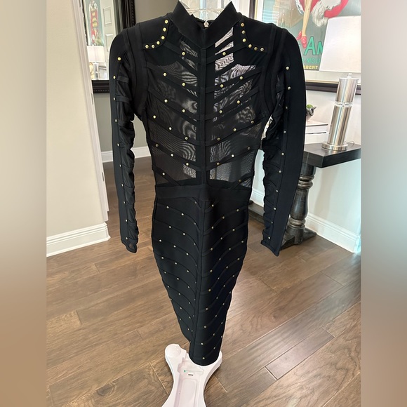 NWT Meilun Bandage Studded Bodycon Dress Strap Party Dress, Small - Picture 1 of 4